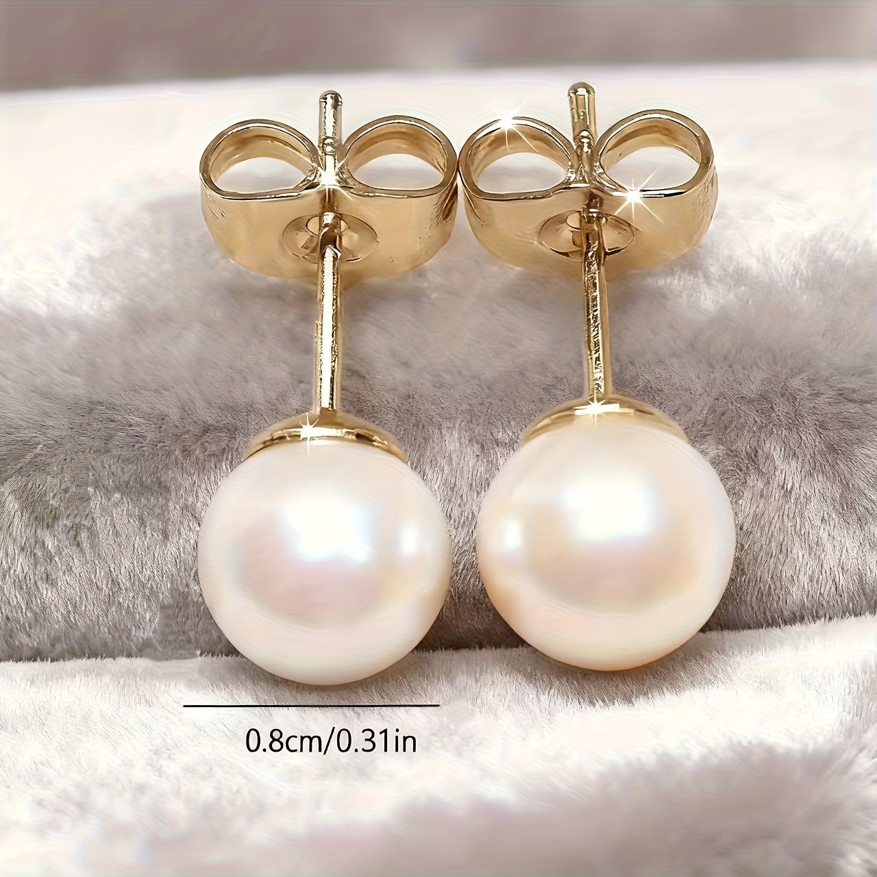 Women's 18K Gold-Plated Stainless Steel Stud Earrings with Imitation Spheres